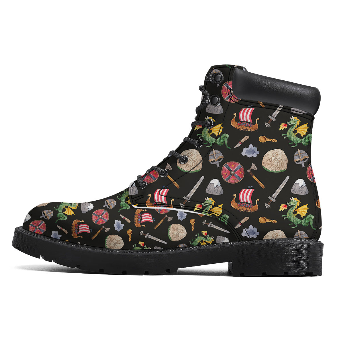 Vikings Watercolor Cartoon Style Print Pattern Boots-grizzshop