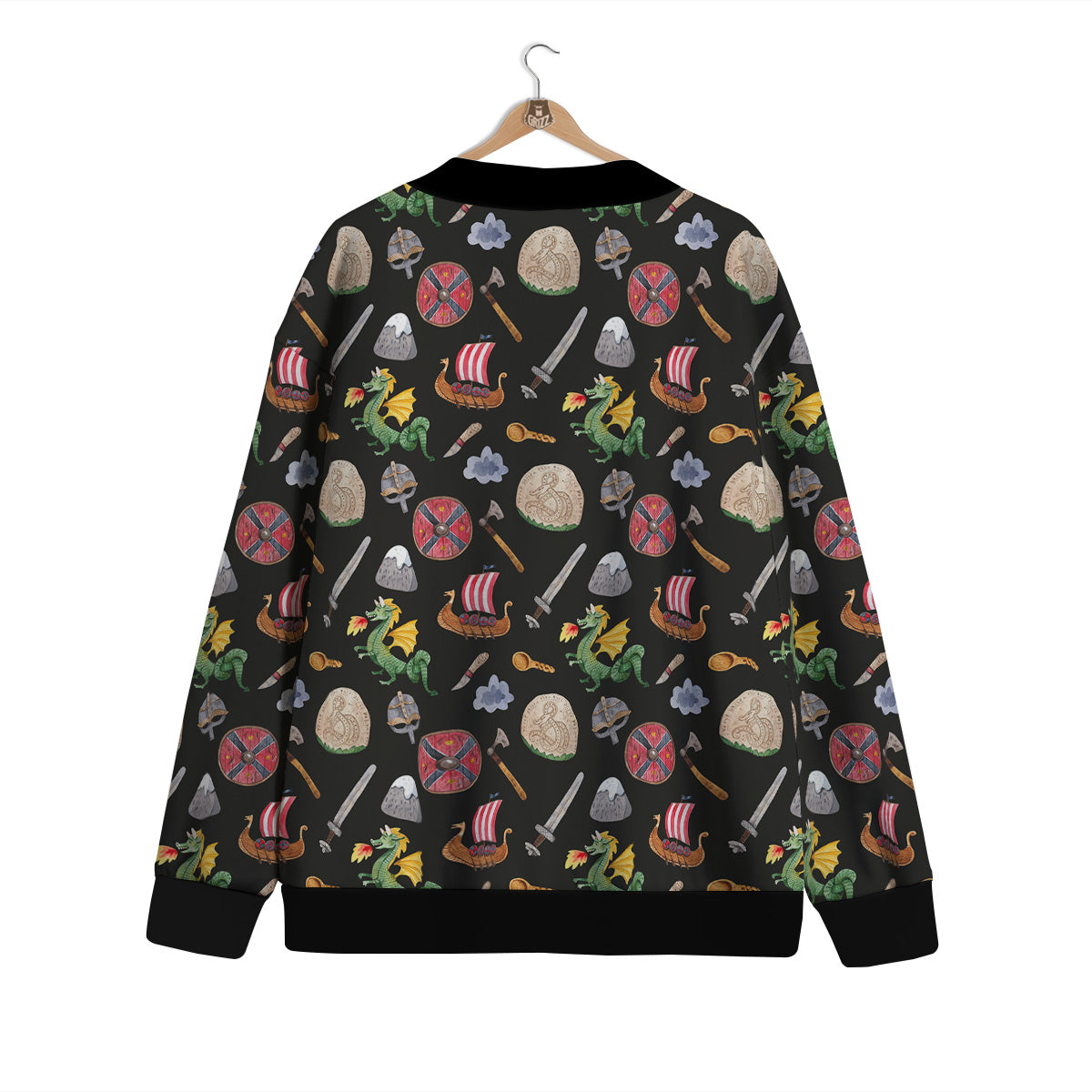 Vikings Watercolor Cartoon Style Print Pattern Cardigan-grizzshop