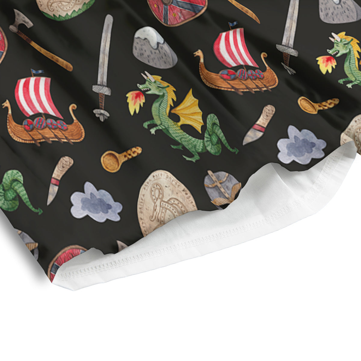 Vikings Watercolor Cartoon Style Print Pattern Men's Athletic Shorts