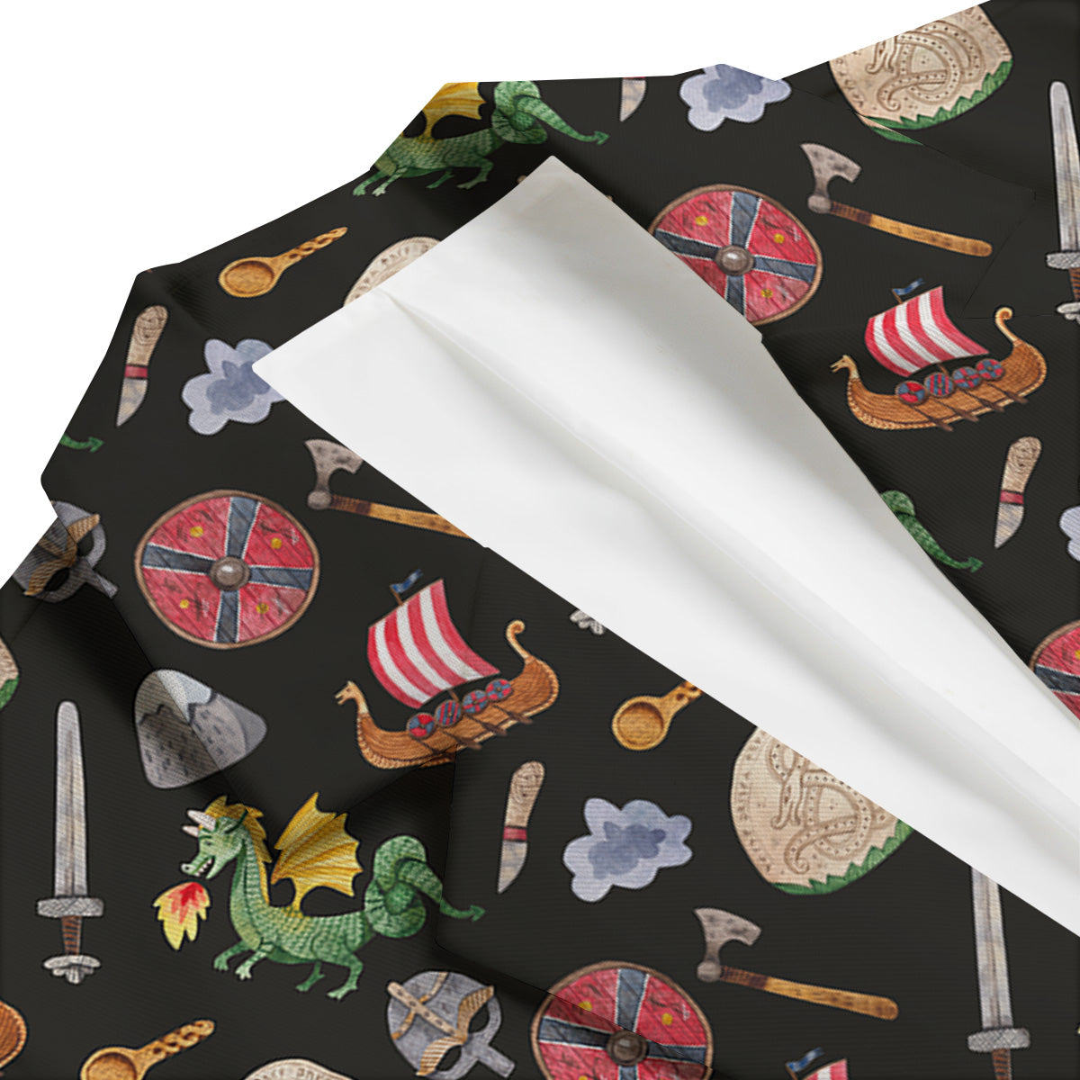 Vikings Watercolor Cartoon Style Print Pattern Men's Blazer-grizzshop