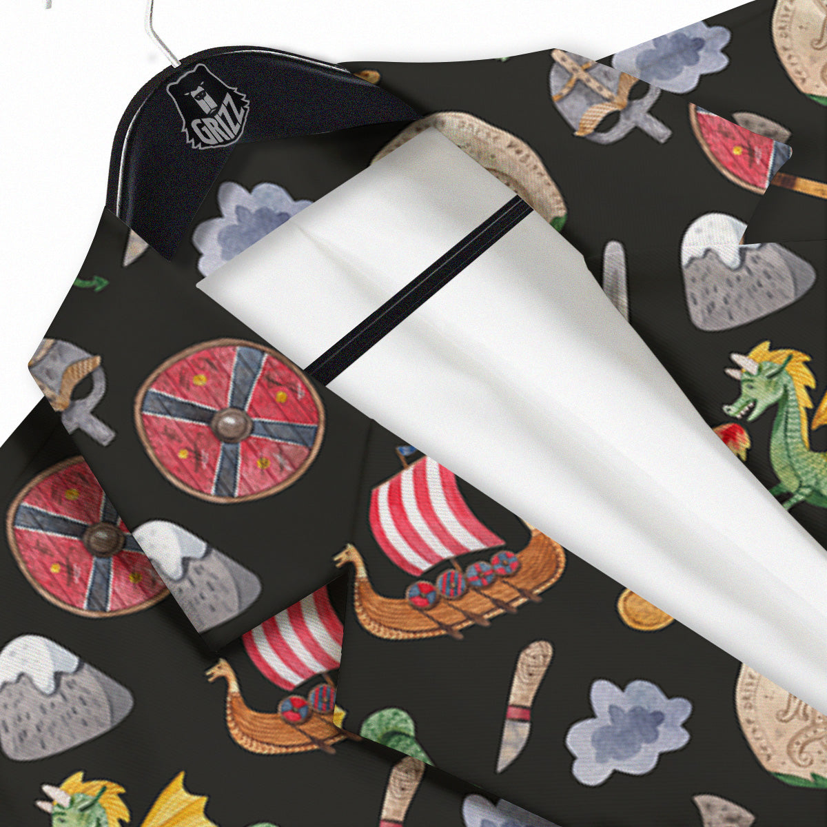 Vikings Watercolor Cartoon Style Print Pattern Men's Sport Coat-grizzshop