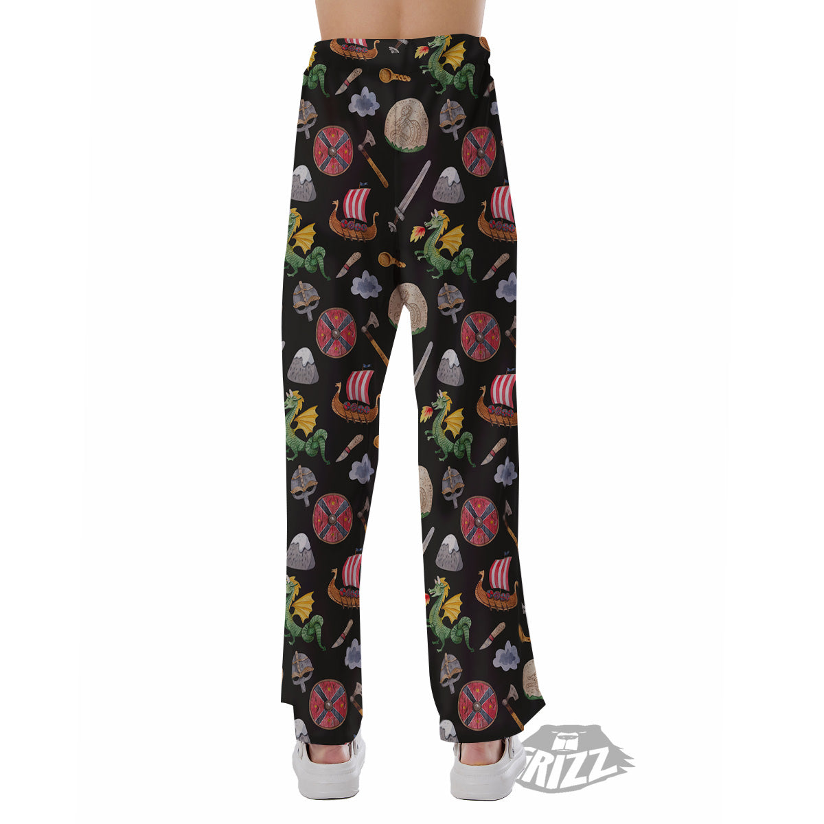 Vikings Watercolor Cartoon Style Print Pattern Pajama Pants-grizzshop
