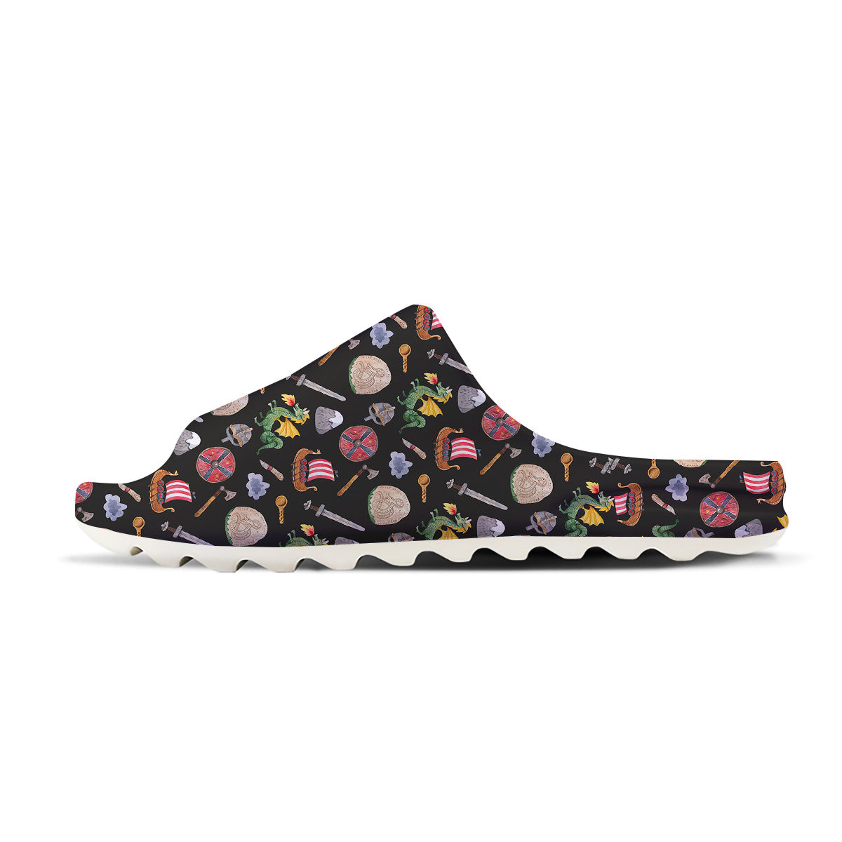 Vikings Watercolor Cartoon Style Print Pattern Sandals-grizzshop