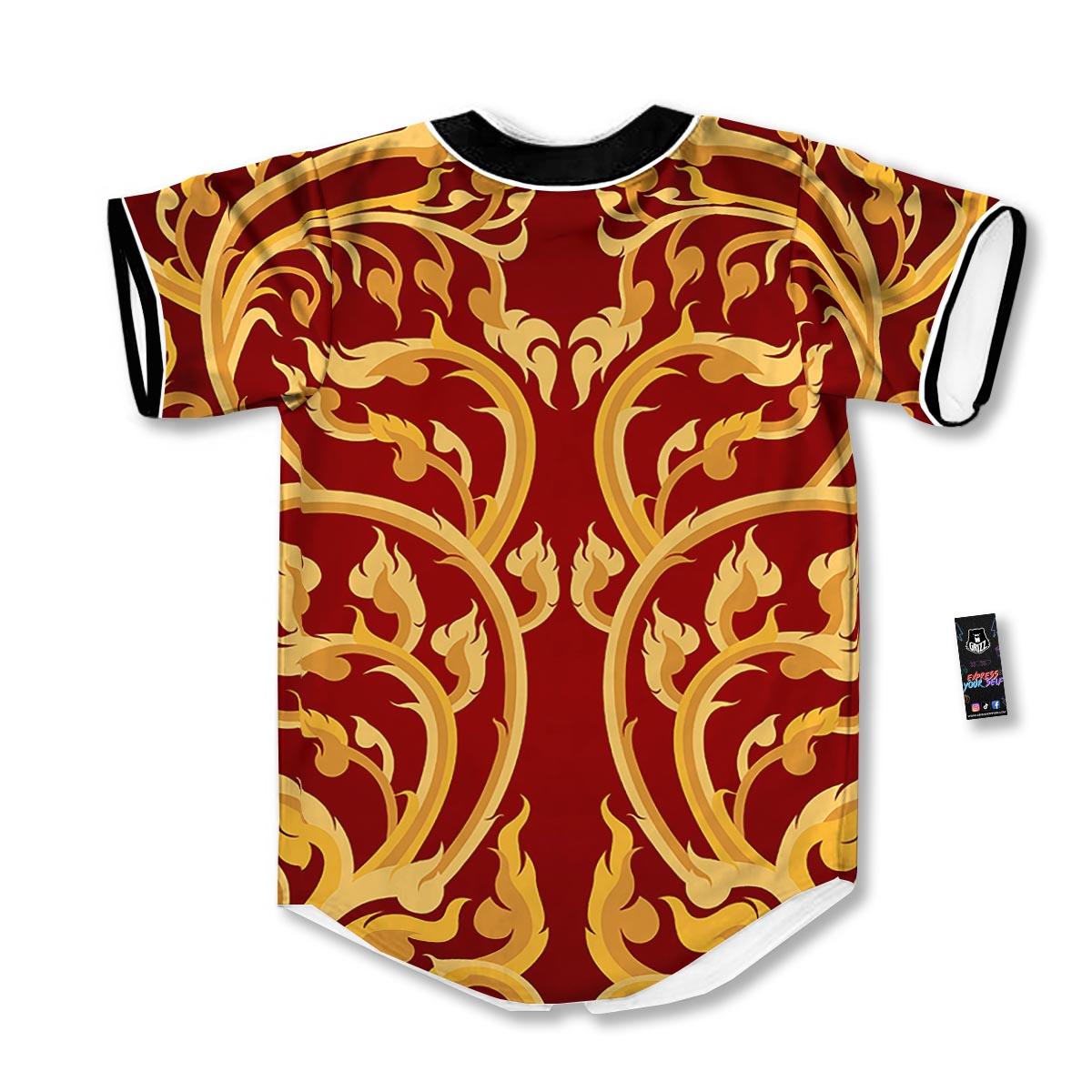 Vines Thai Winding Print Baseball Jersey-grizzshop
