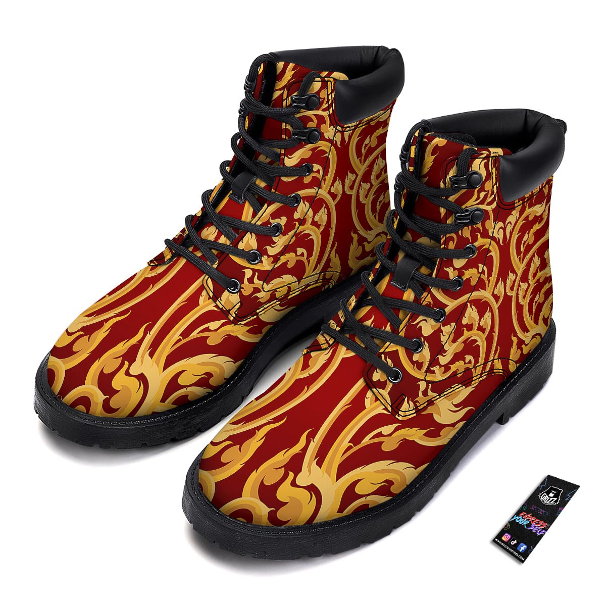 Vines Thai Winding Print Boots-grizzshop