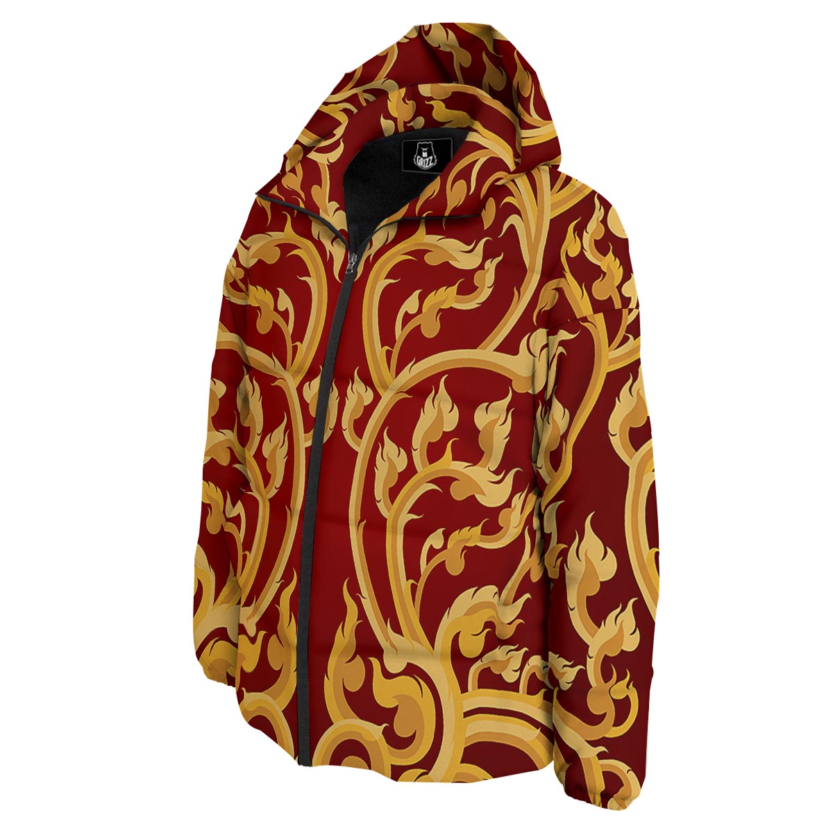 Vines Thai Winding Print Down Jacket-grizzshop