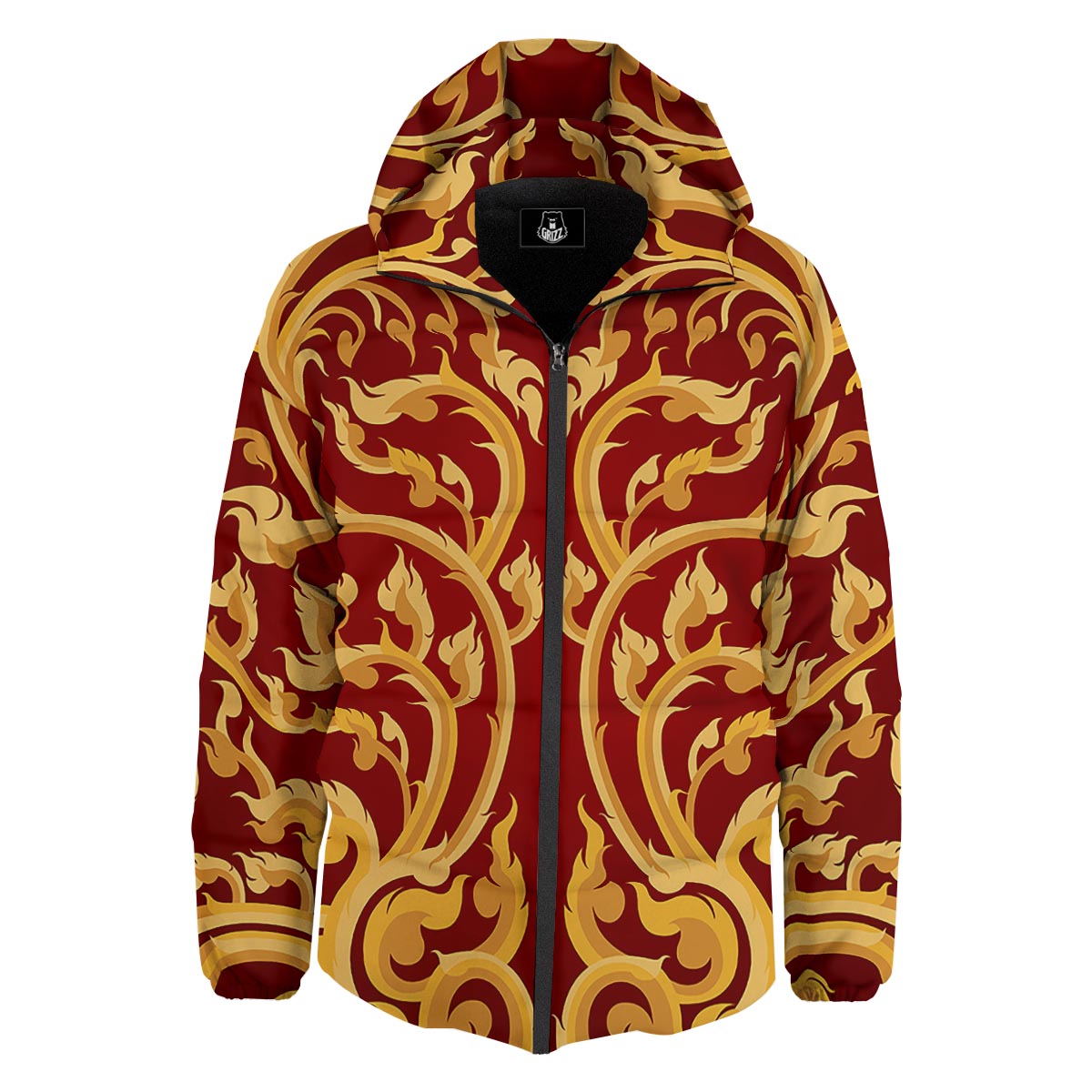 Vines Thai Winding Print Down Jacket-grizzshop