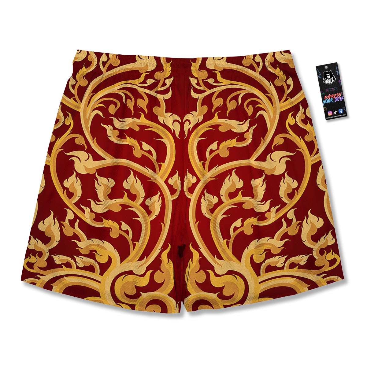 Vines Thai Winding Print Men's Running Shorts-grizzshop