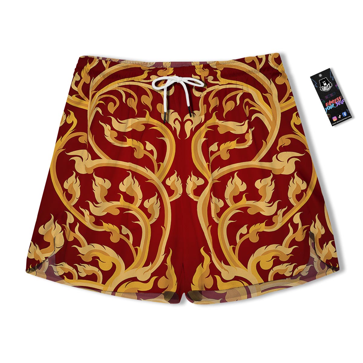 Vines Thai Winding Print Men's Running Shorts-grizzshop