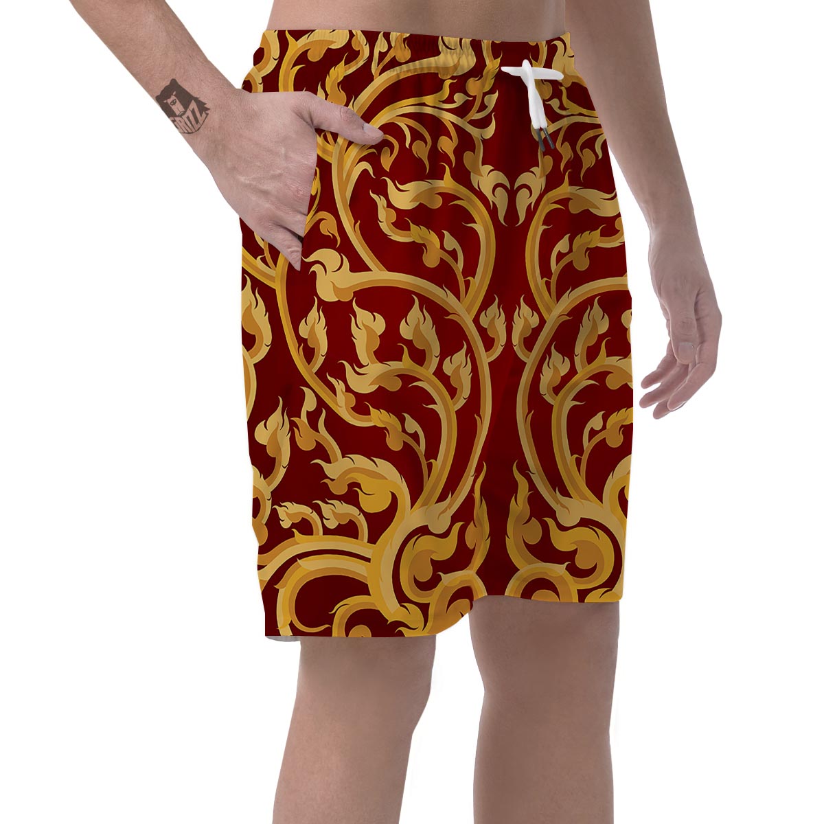 Vines Thai Winding Print Men's Shorts-grizzshop