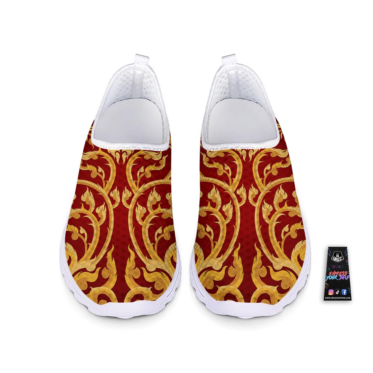 Vines Thai Winding Print Nurse Shoes-grizzshop