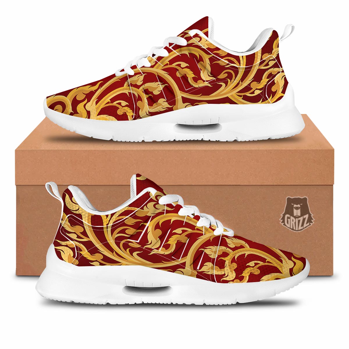 Vines Thai Winding Print Tennis Shoes-grizzshop