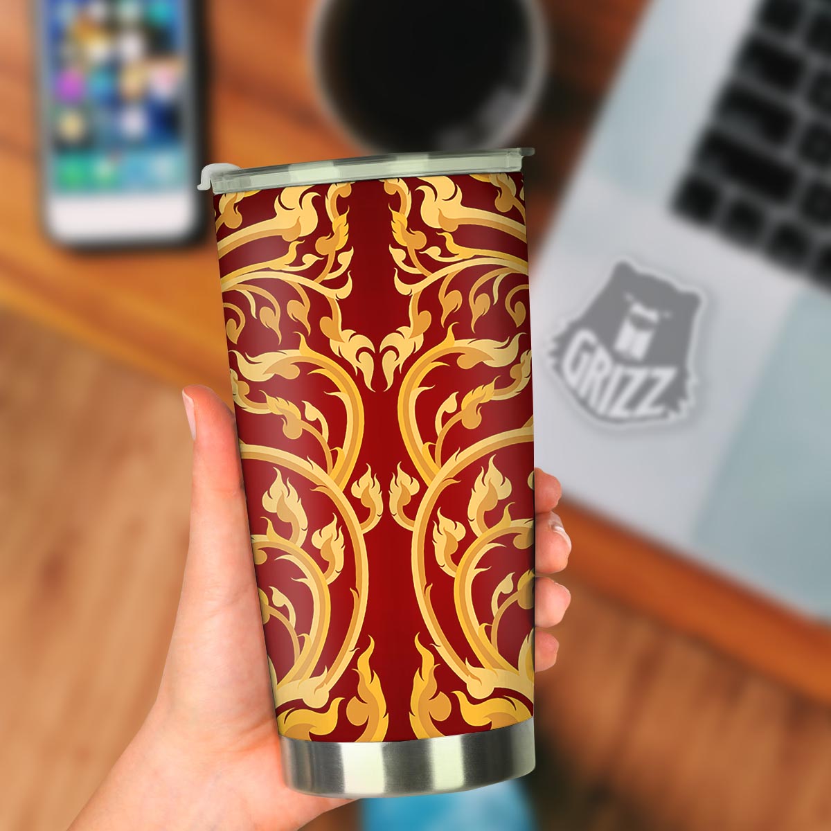 Vines Thai Winding Print Tumbler-grizzshop