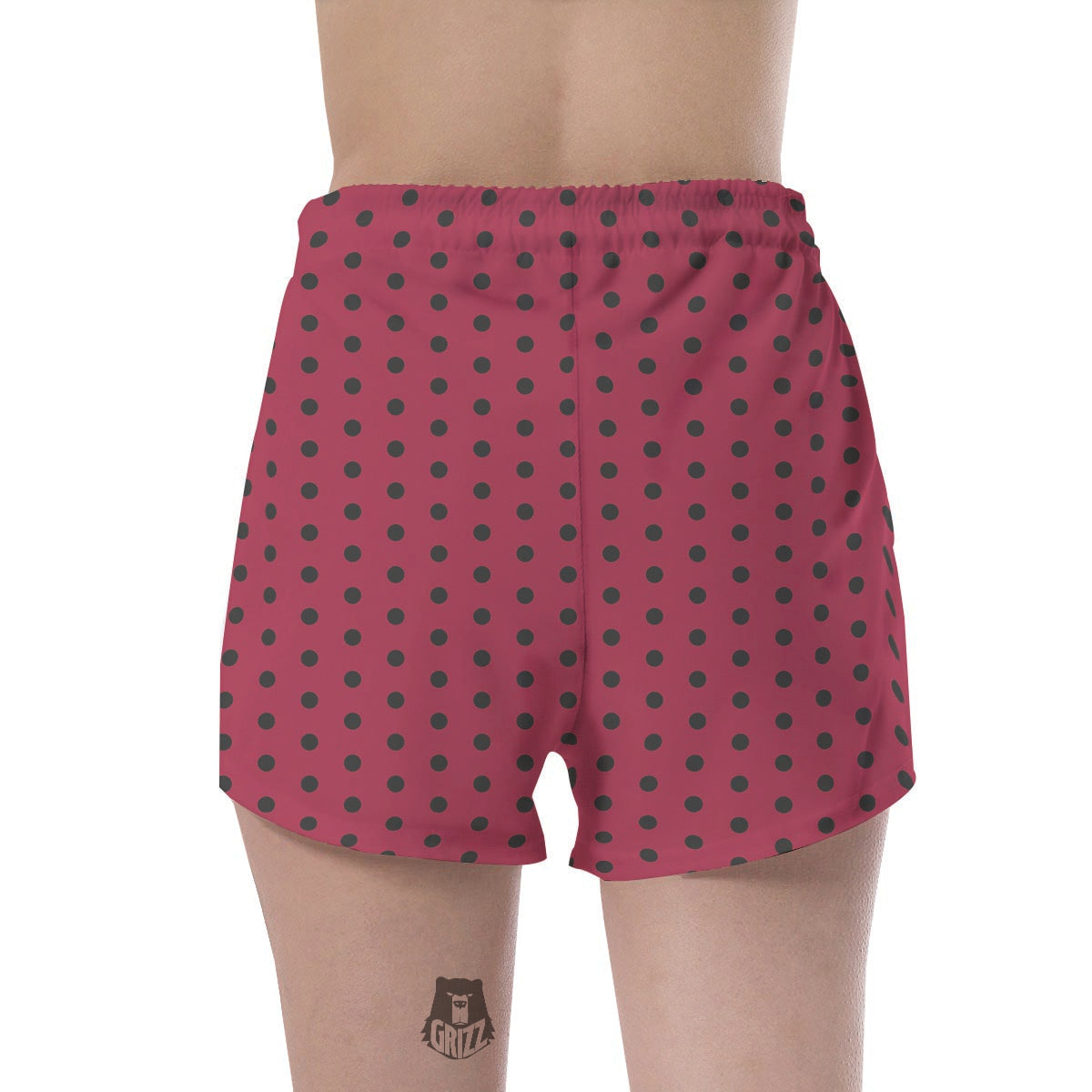 Vintage Black And Pink Tiny Polka Dot Women's Shorts-grizzshop