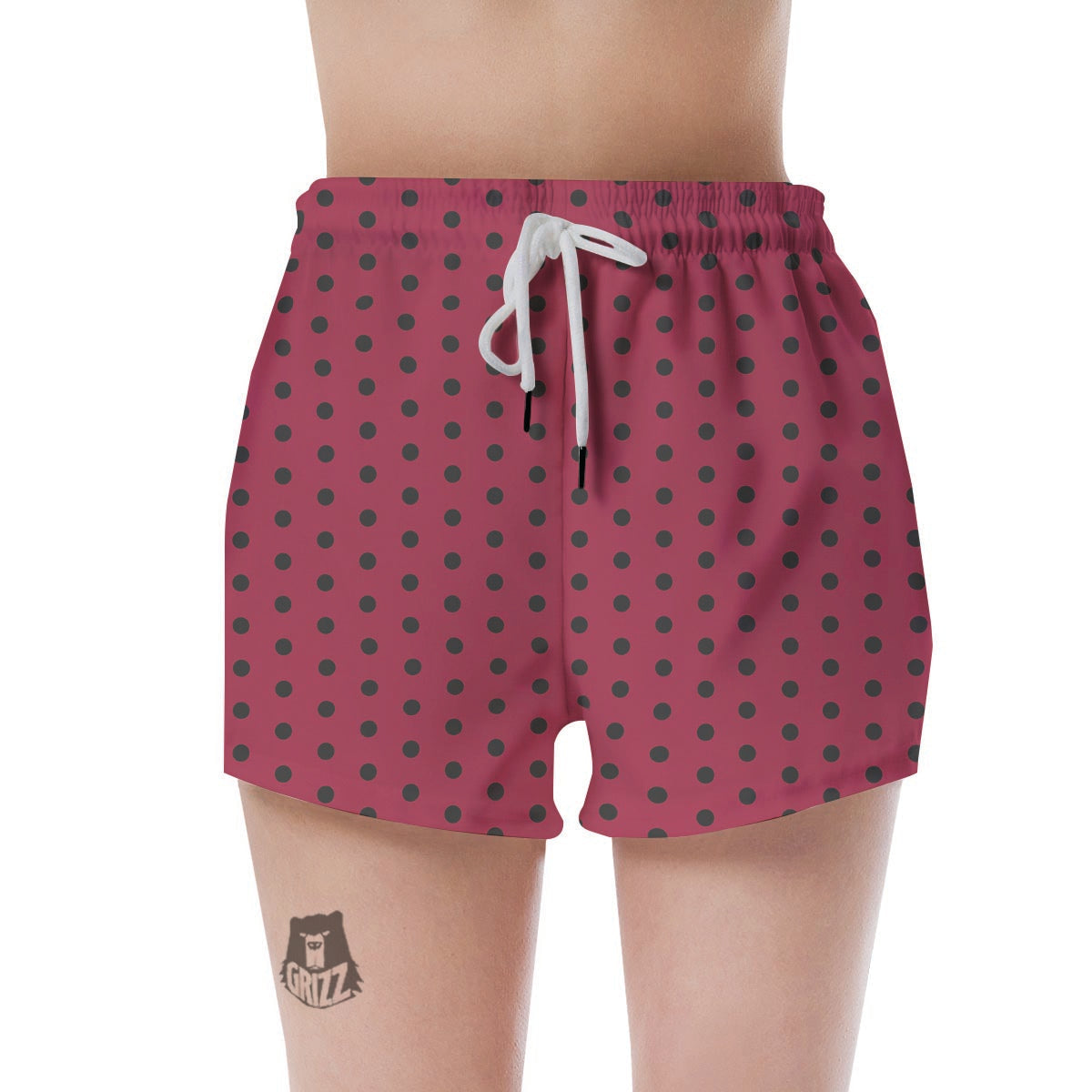 Vintage Black And Pink Tiny Polka Dot Women's Shorts-grizzshop