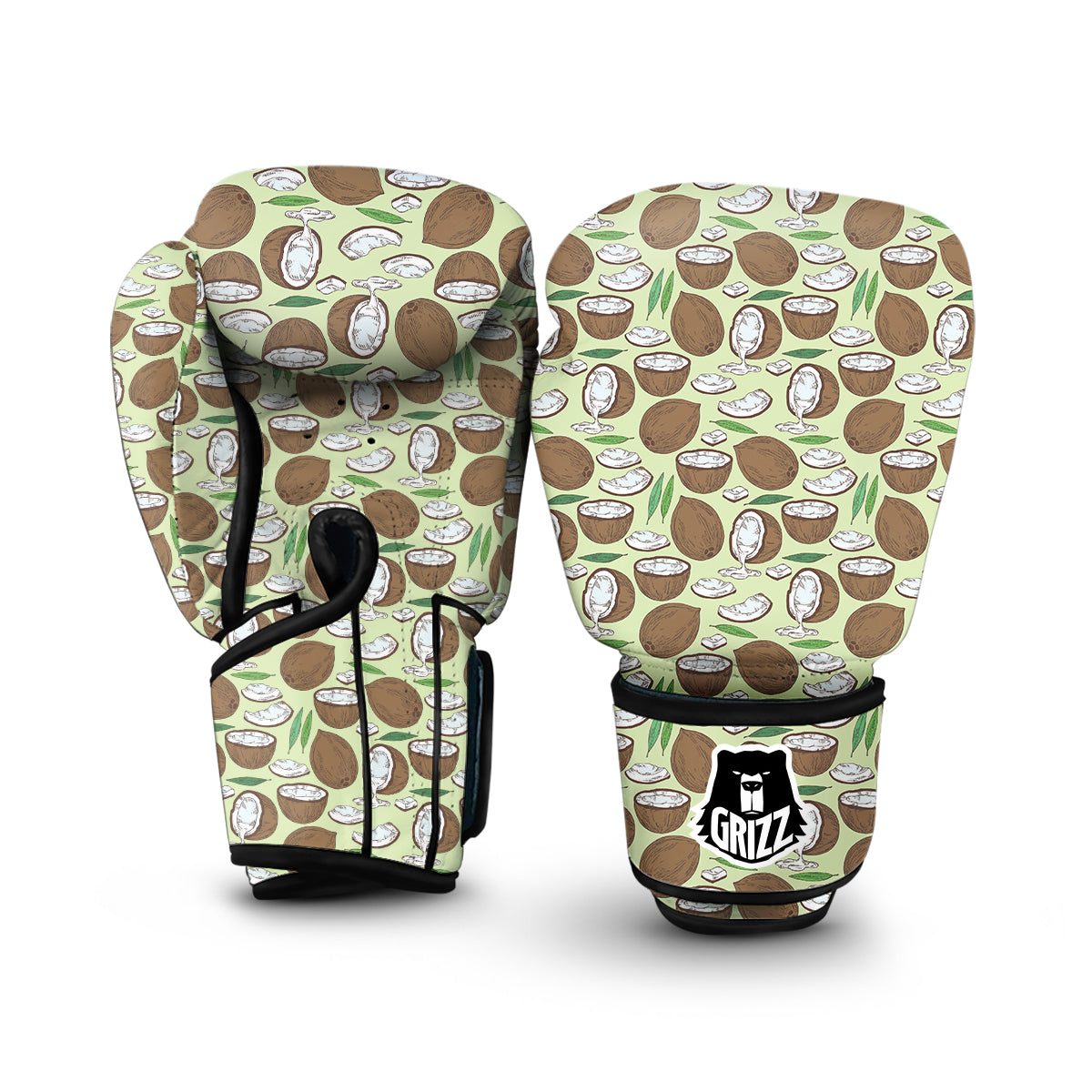 Vintage Coconut Print Pattern Boxing Gloves-grizzshop