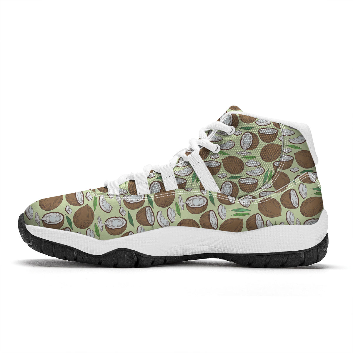Vintage Coconut Print Pattern White Bball Shoes-grizzshop