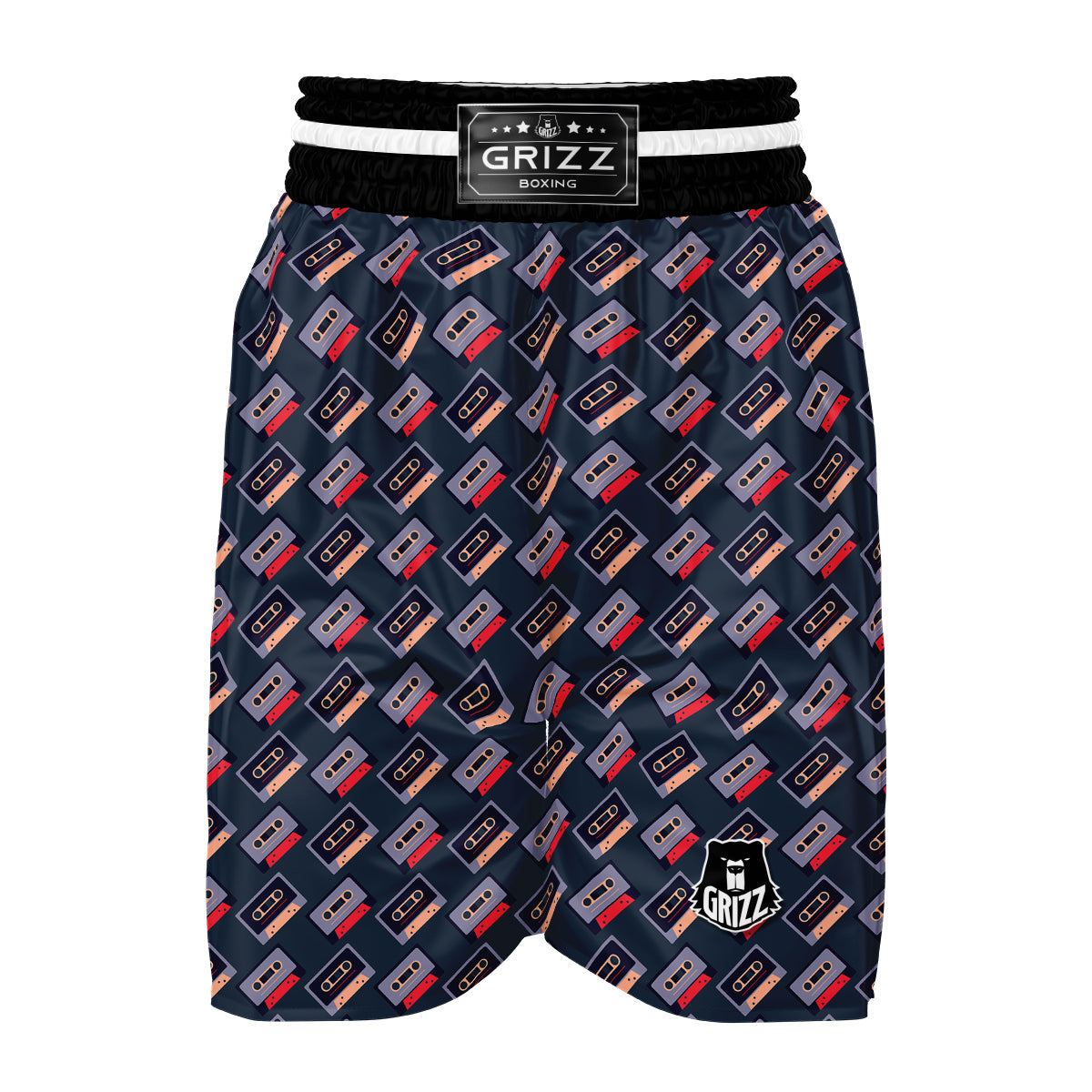 Vintage Color Cassette Print Pattern Boxing Shorts-grizzshop