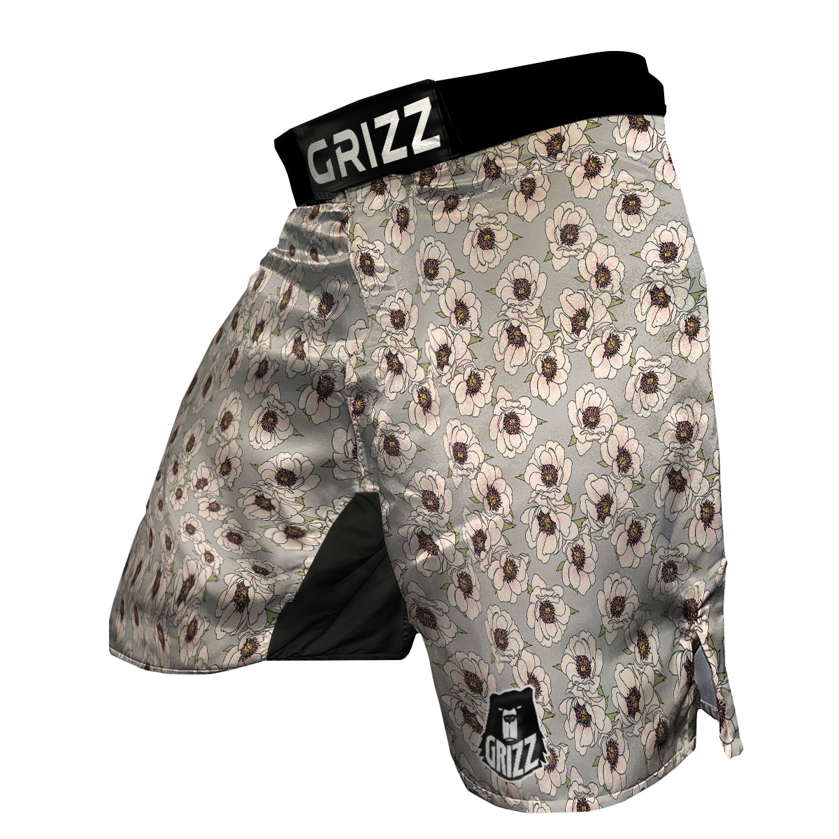 Vintage Color Gardenia Floral Print Pattern MMA Shorts-grizzshop