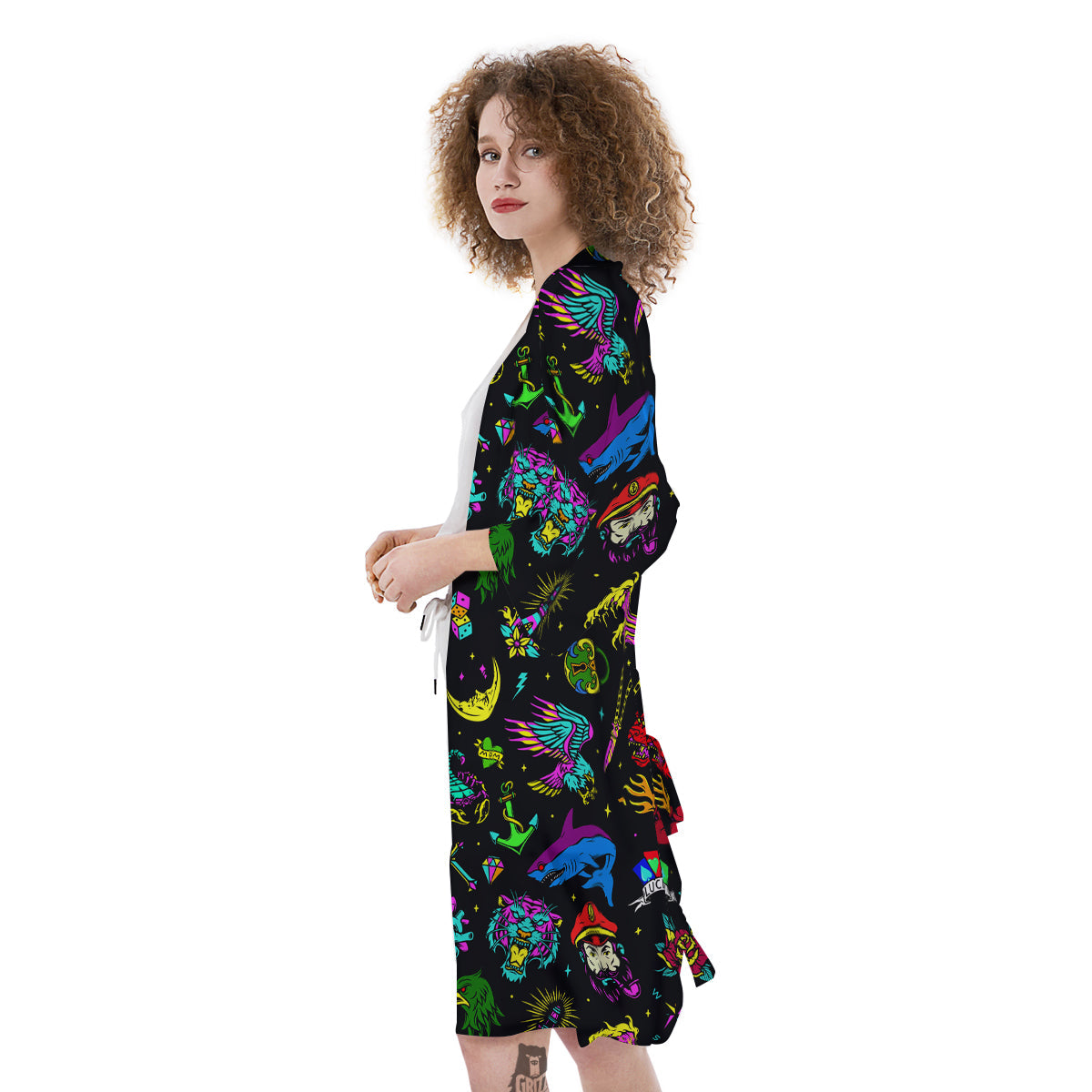 Vintage Colorful Tattoo Print Pattern Kimono-grizzshop