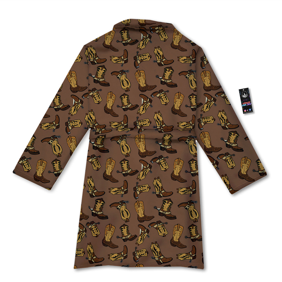 Vintage Cowboy Boots Print Pattern Bathrobe-grizzshop