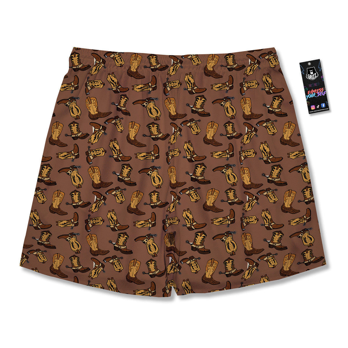 Vintage Cowboy Boots Print Pattern Men's Running Shorts-grizzshop