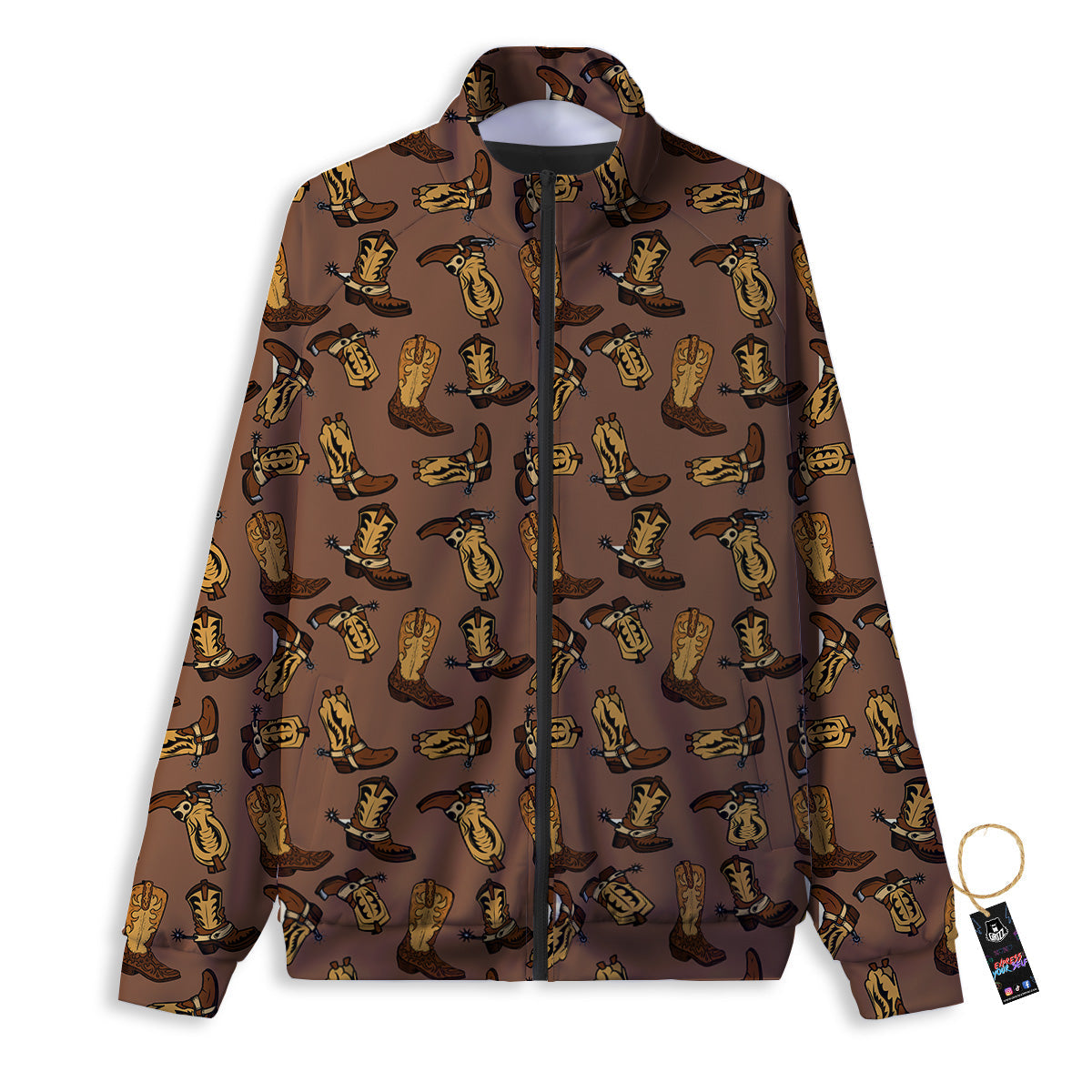 Vintage Cowboy Boots Print Pattern Track Jacket-grizzshop