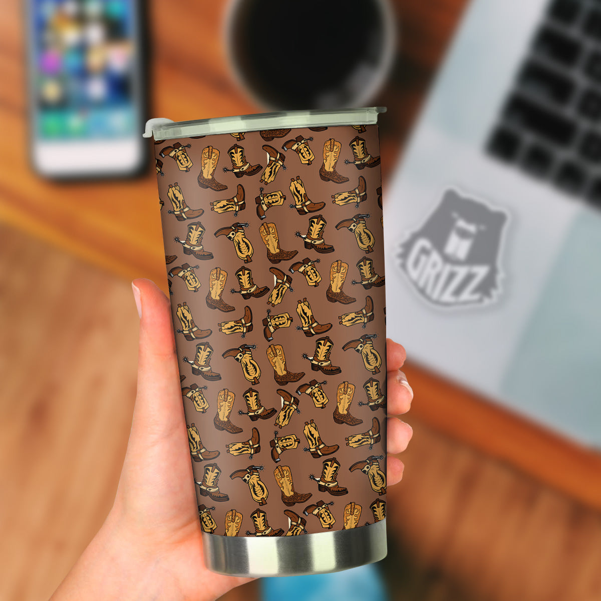 Vintage Cowboy Boots Print Pattern Tumbler-grizzshop