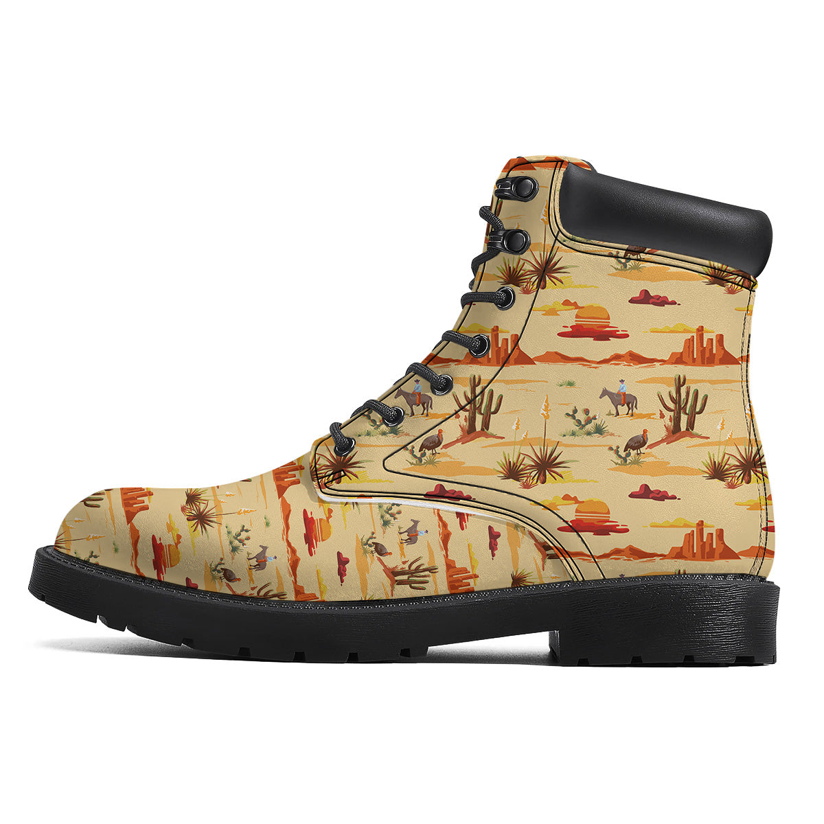 Vintage Cowboy Print Pattern Boots-grizzshop