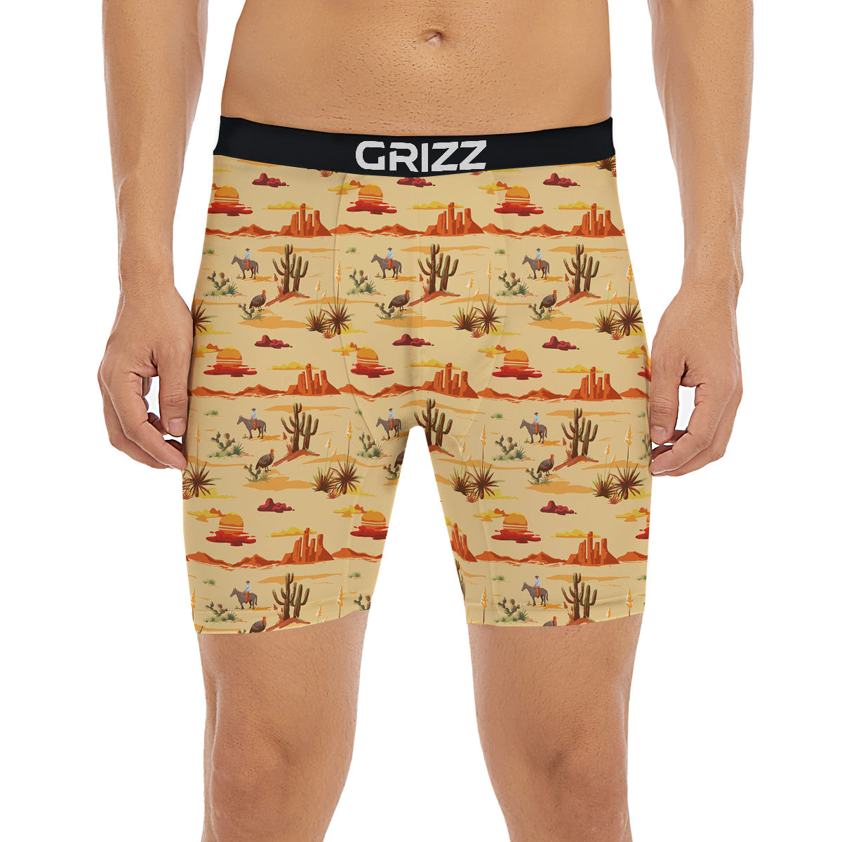 Vintage Cowboy Print Pattern Boxer Briefs-grizzshop