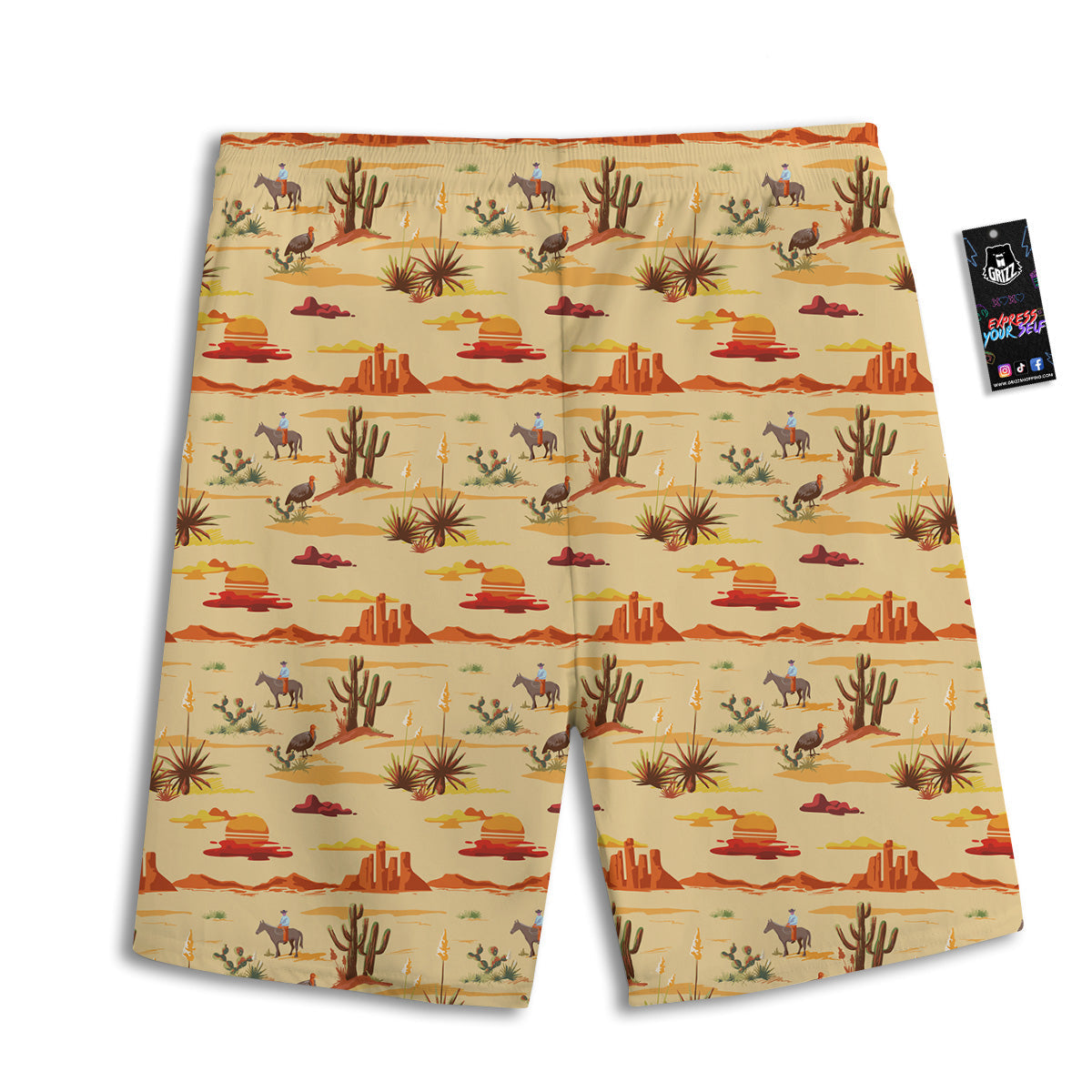 Vintage Cowboy Print Pattern Men's Athletic Shorts