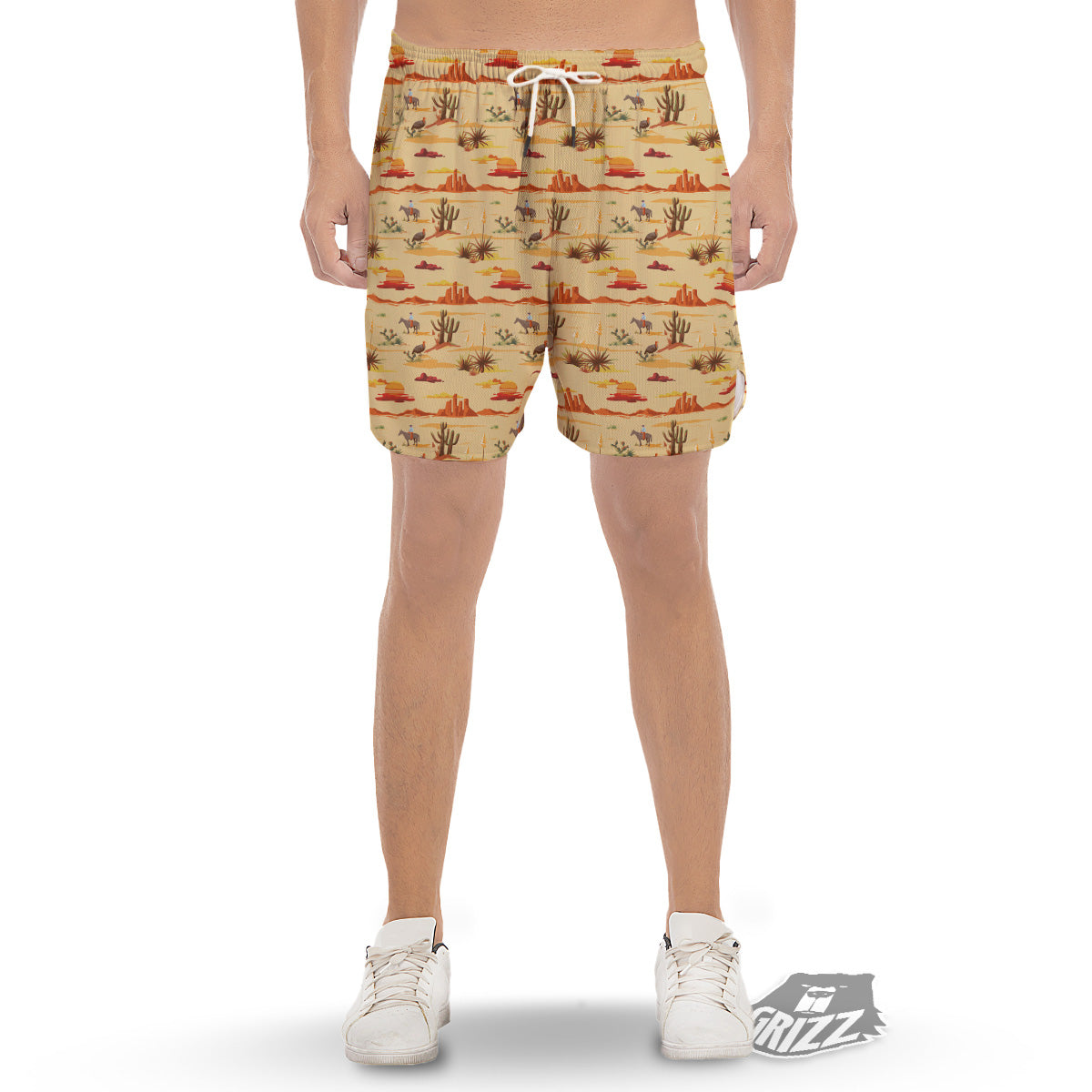 Vintage Cowboy Print Pattern Men's Gym Shorts-grizzshop