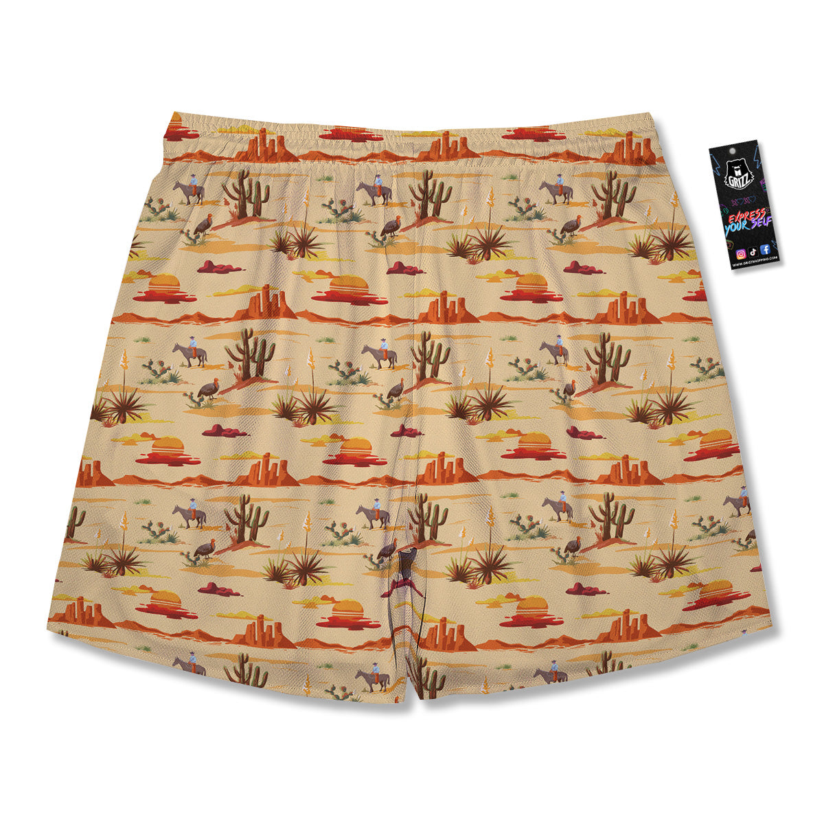 Vintage Cowboy Print Pattern Men's Running Shorts-grizzshop