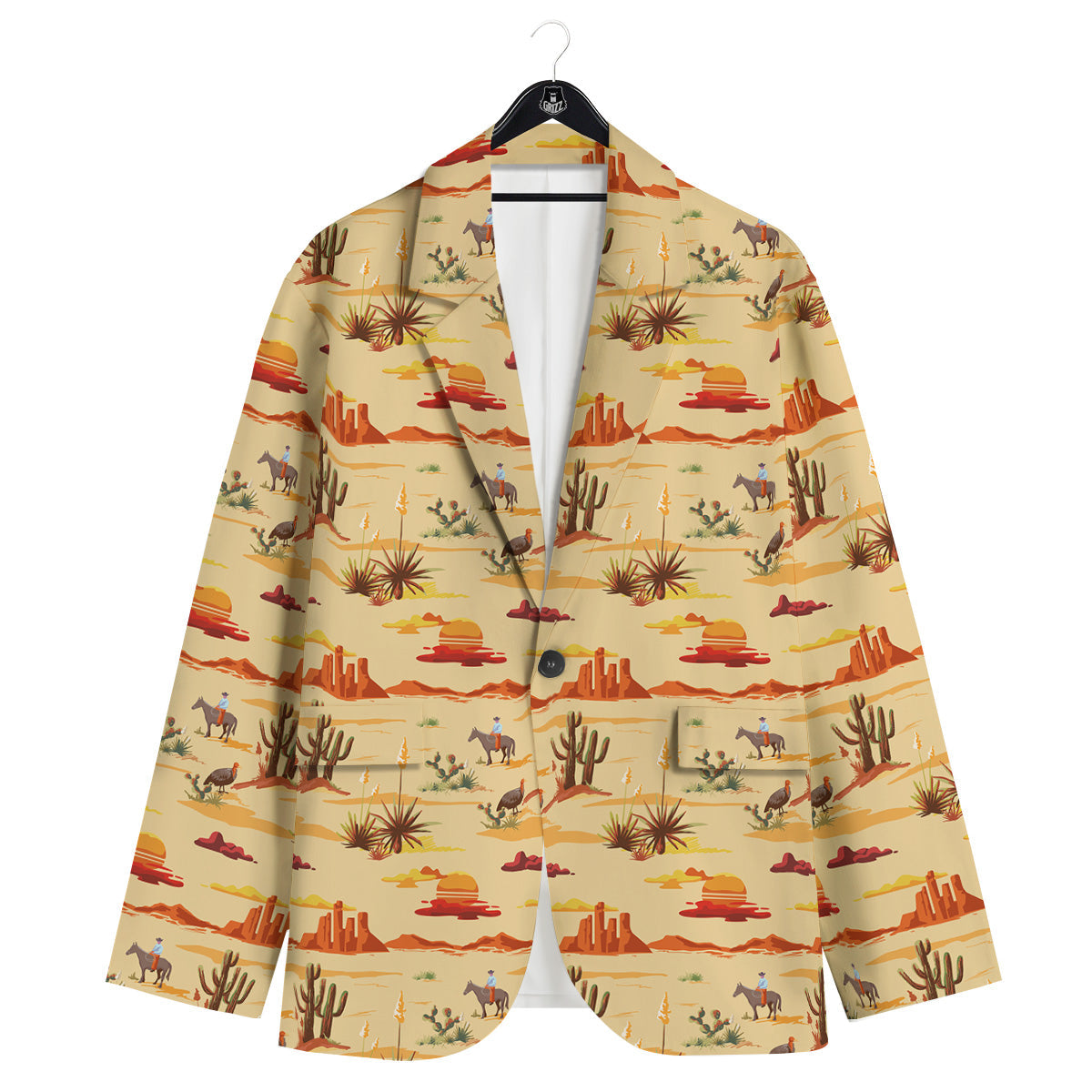 Vintage Cowboy Print Pattern Men's Sport Coat-grizzshop