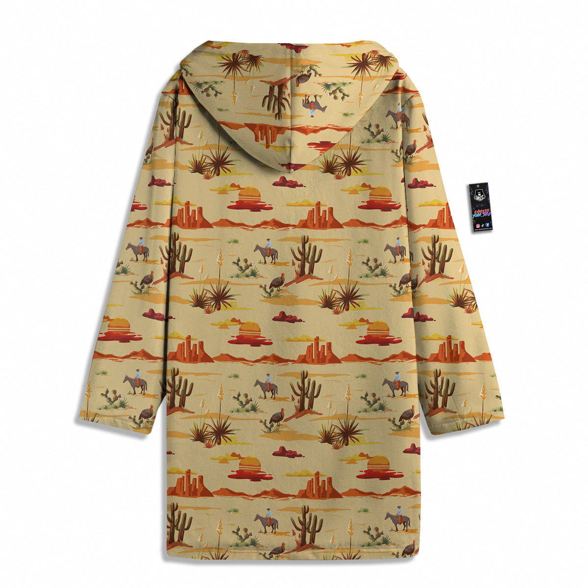 Vintage Cowboy Print Pattern Men's Windbreaker Jacket-grizzshop