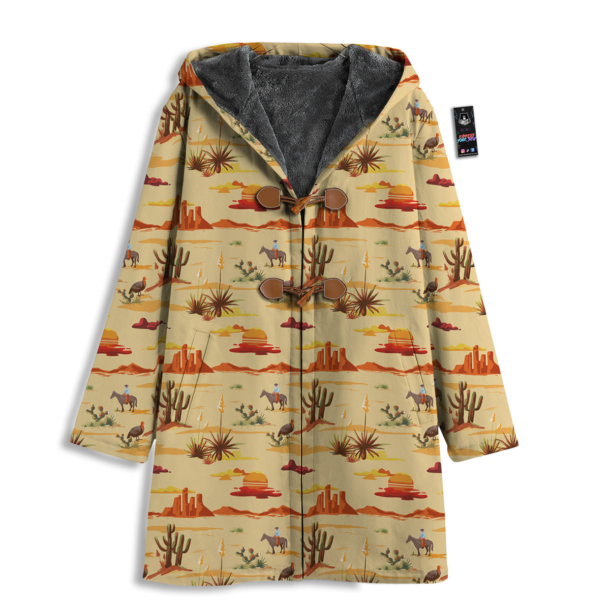 Vintage Cowboy Print Pattern Men's Windbreaker Jacket-grizzshop