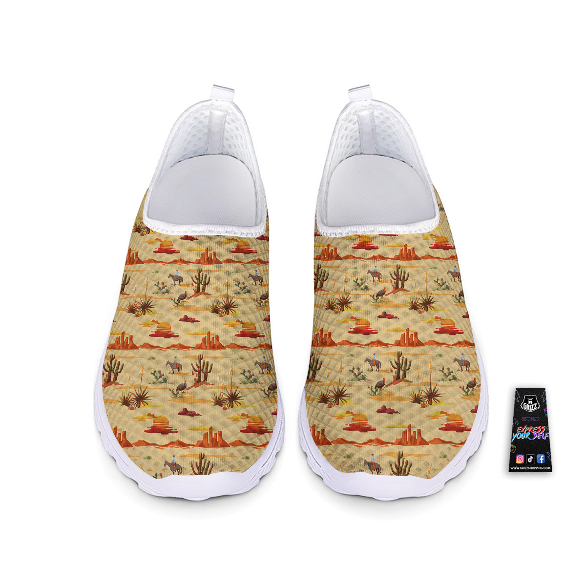 Vintage Cowboy Print Pattern Nurse Shoes-grizzshop