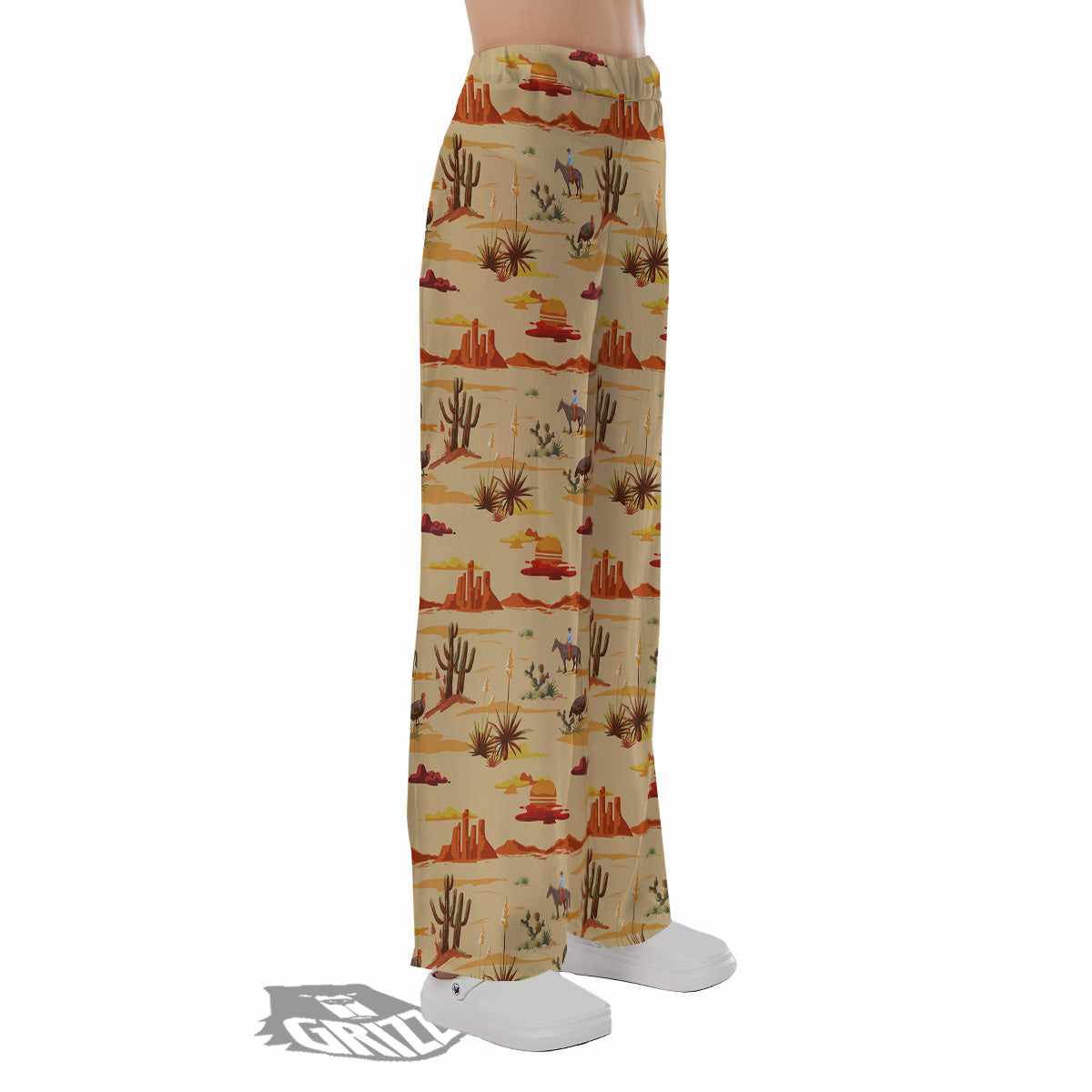 Vintage Cowboy Print Pattern Pajama Pants-grizzshop