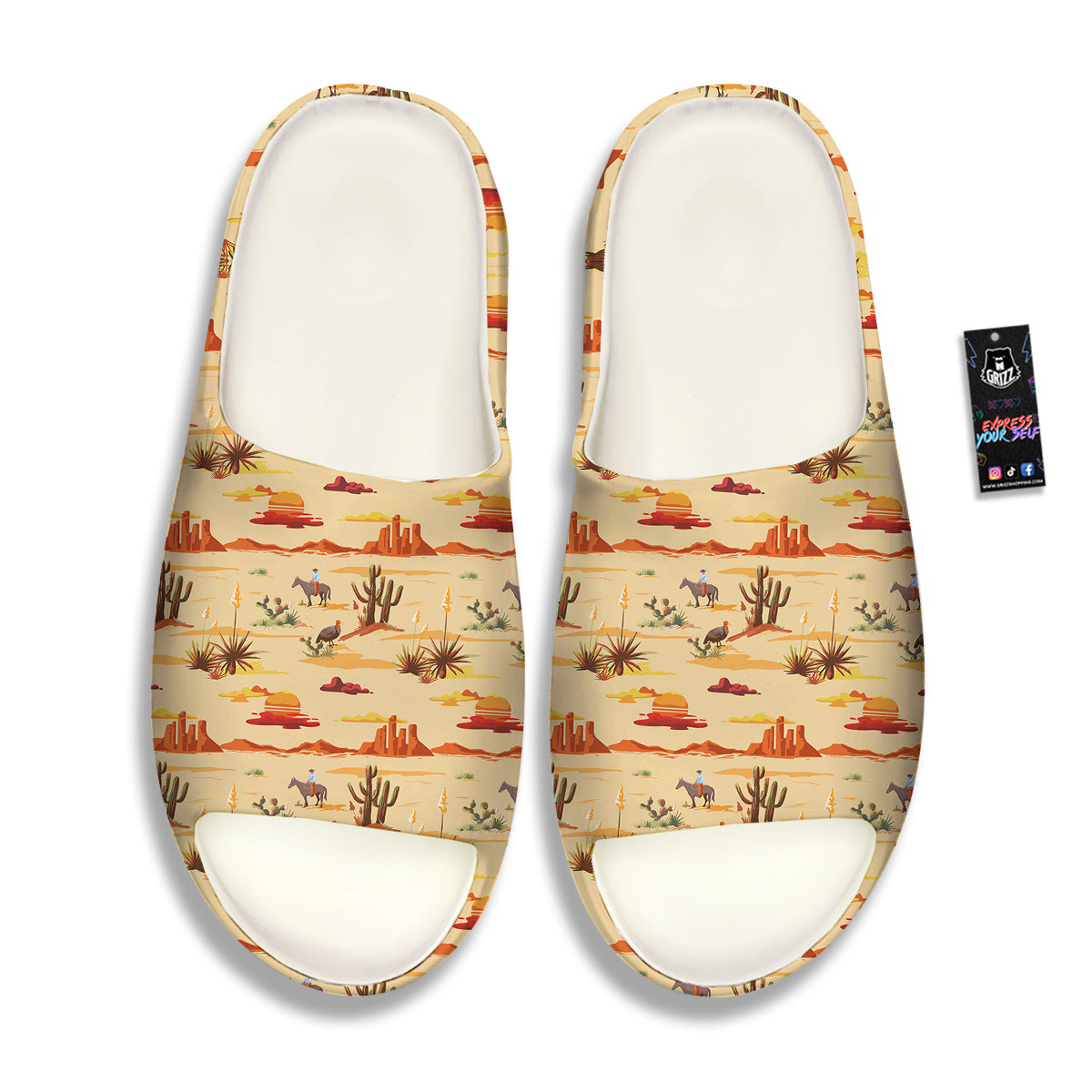 Vintage Cowboy Print Pattern Sandals-grizzshop