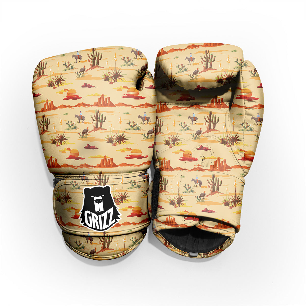 Vintage Cowboy Print Pattern Pro Boxing Glove