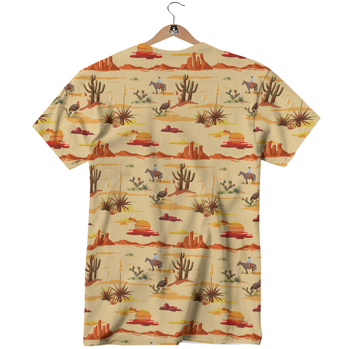 Vintage Cowboy Print Pattern T-Shirt-grizzshop