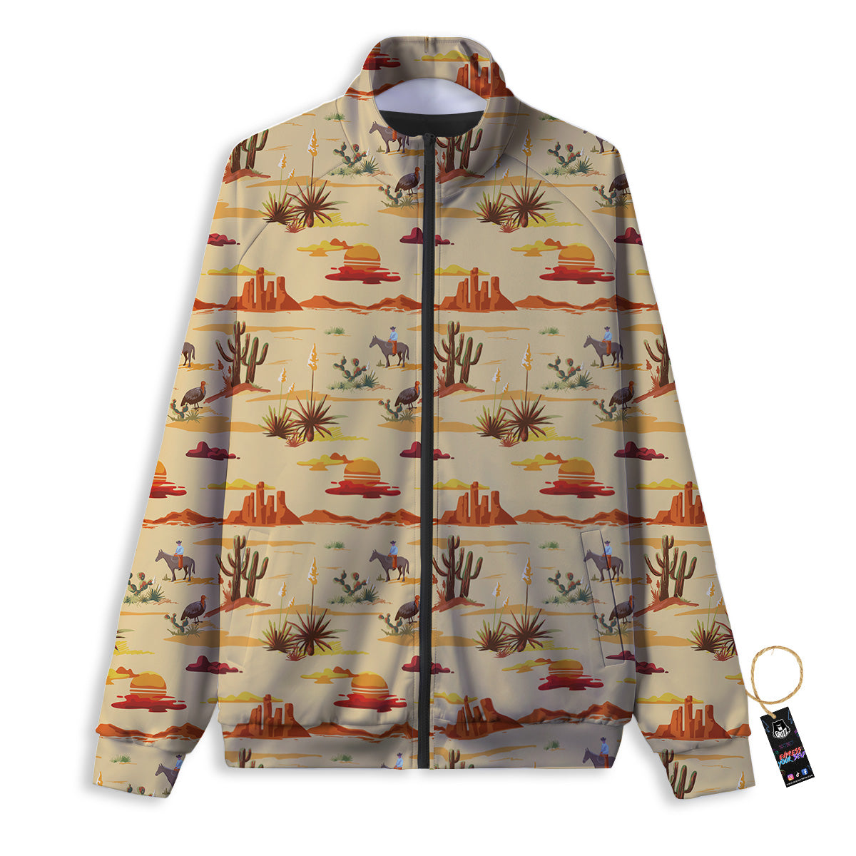 Vintage Cowboy Print Pattern Track Jacket-grizzshop