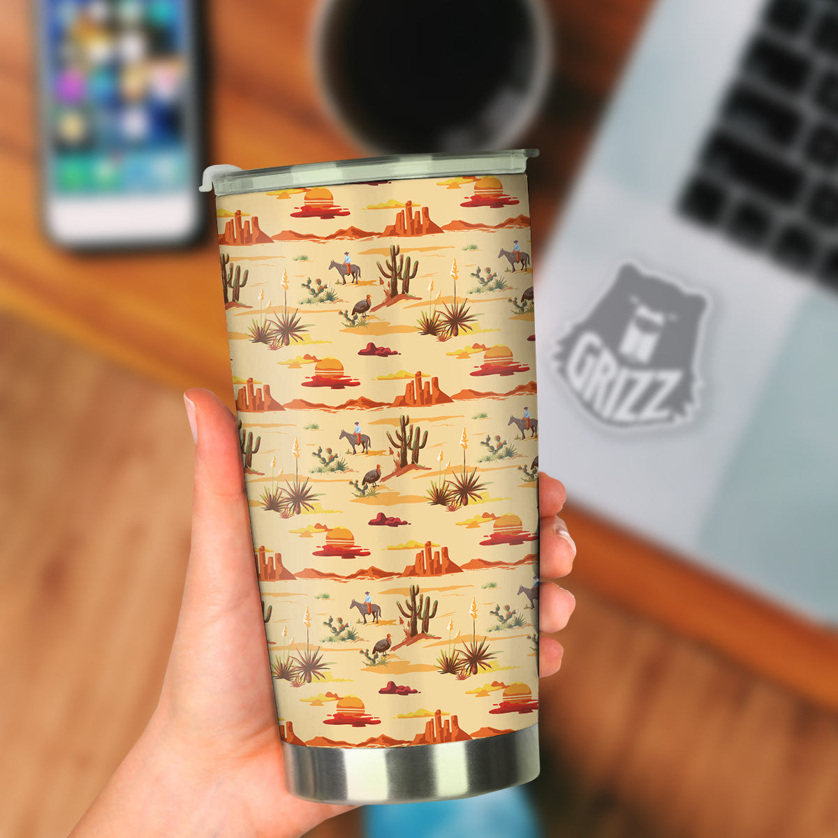 Vintage Cowboy Print Pattern Tumbler-grizzshop