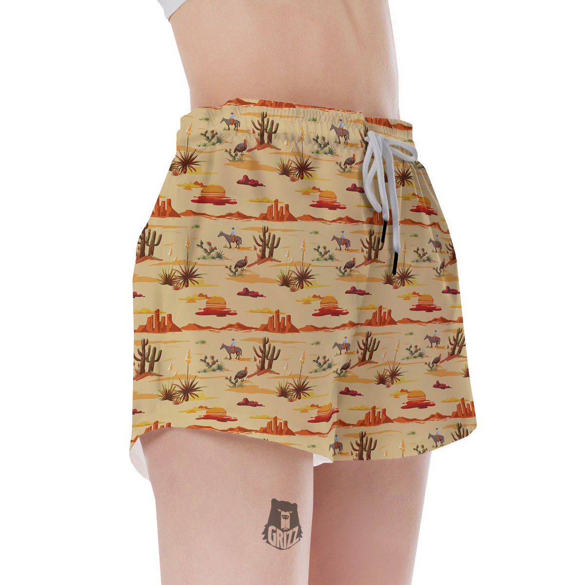 Vintage Cowboy Print Pattern Women's Shorts-grizzshop