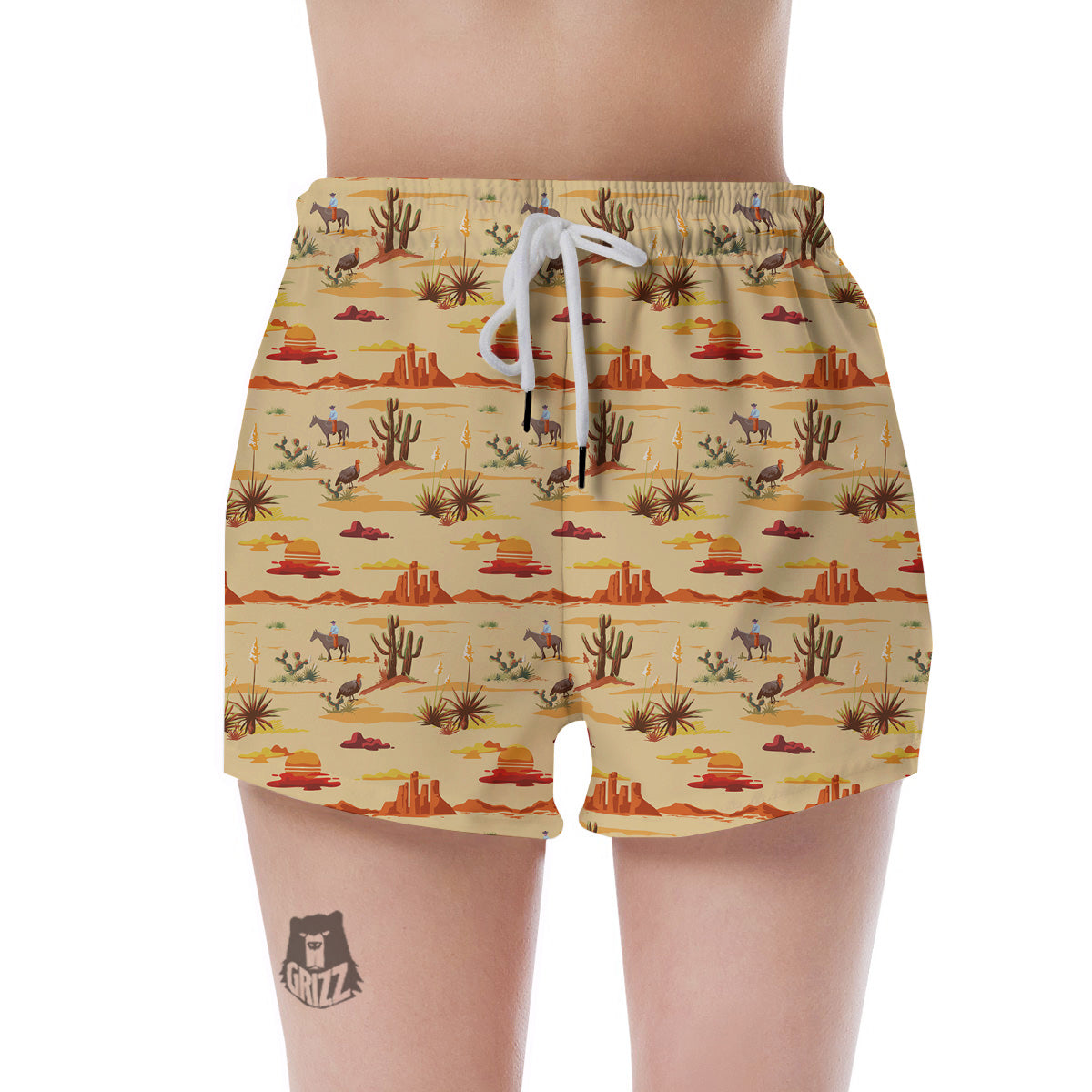 Vintage Cowboy Print Pattern Women's Shorts-grizzshop