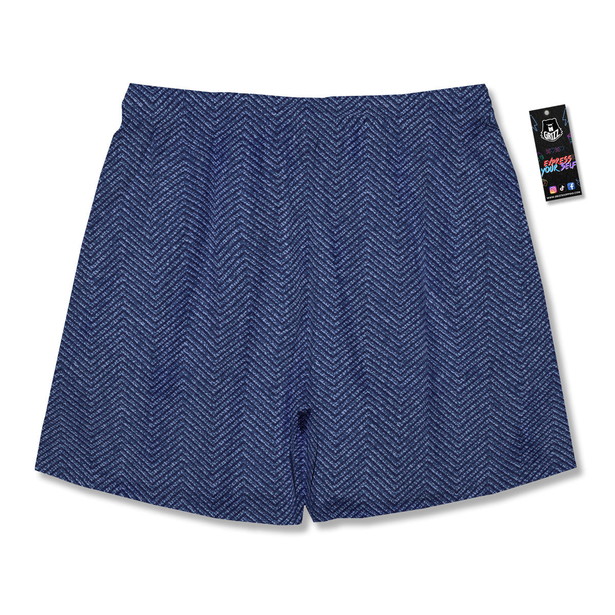 Vintage Denim Blue Jeans Print Pattern Men's Running Shorts-grizzshop