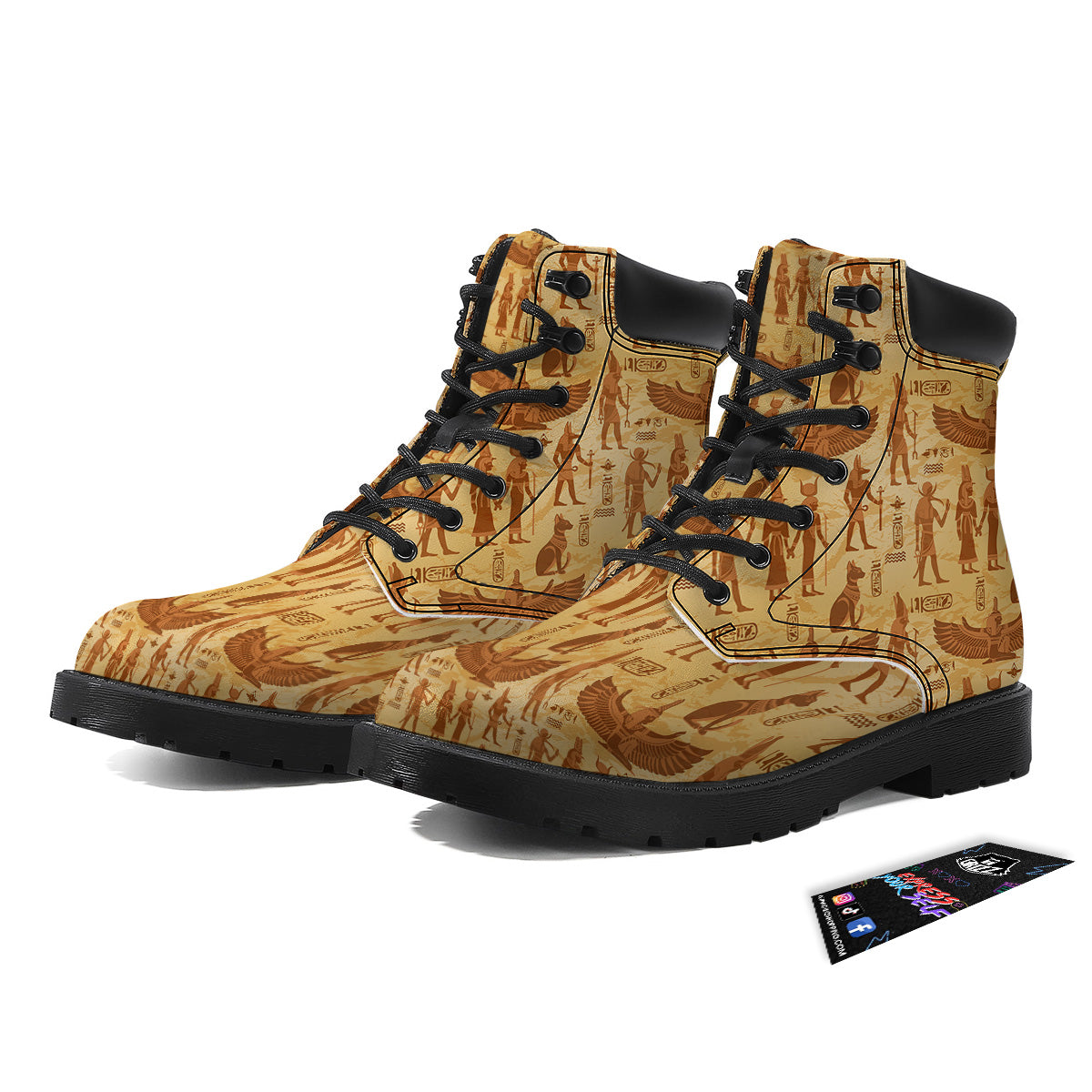 Vintage Egypt Papyrus Ancient Print Pattern Boots-grizzshop