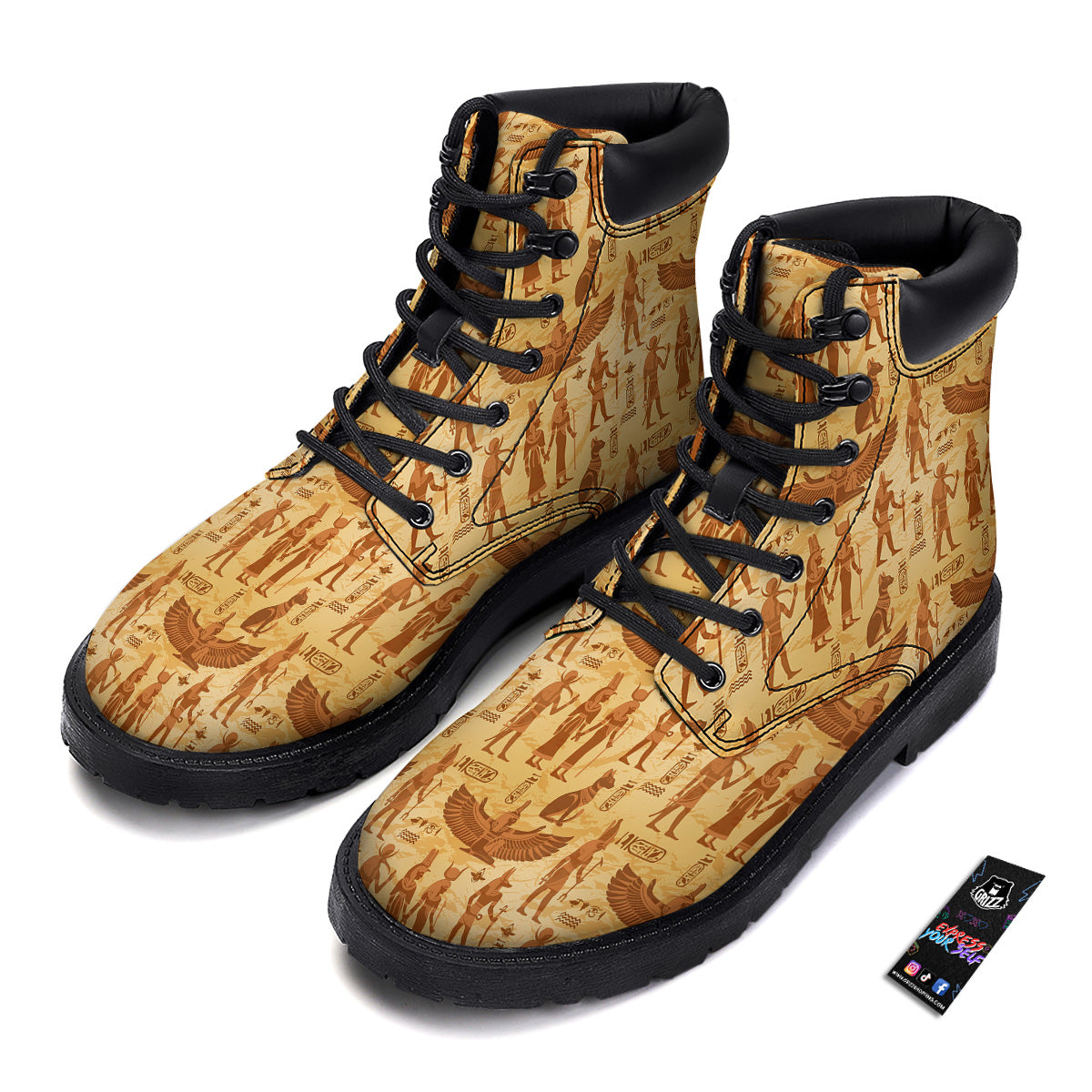 Vintage Egypt Papyrus Ancient Print Pattern Boots-grizzshop