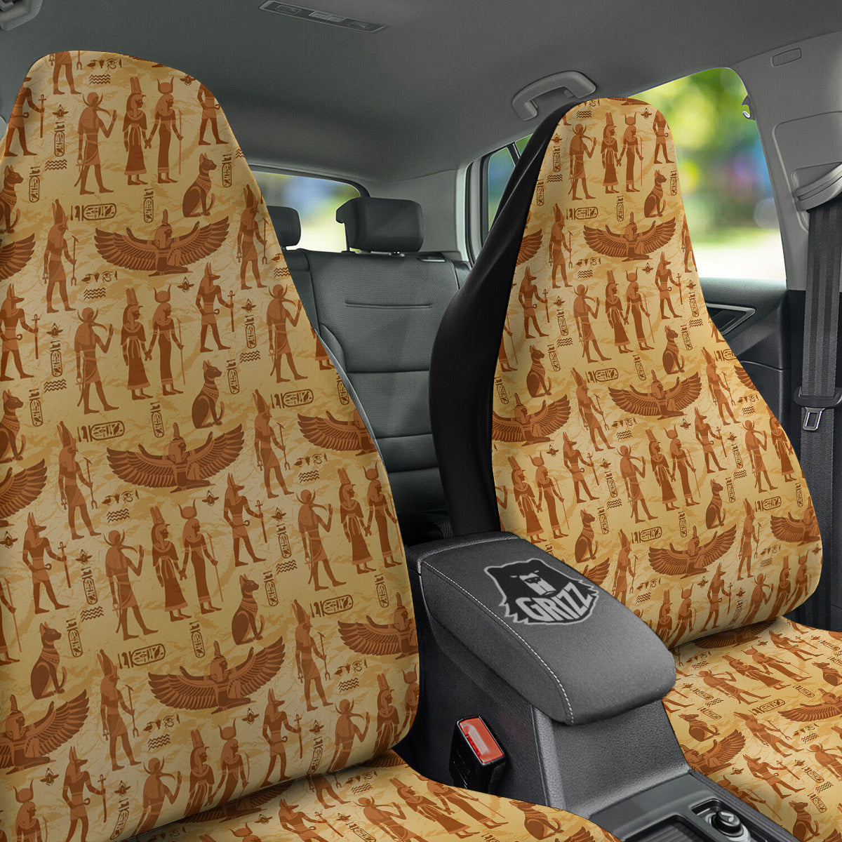 Vintage Egypt Papyrus Ancient Print Pattern Car Seat Covers-grizzshop