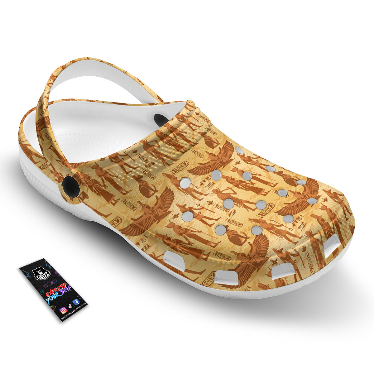Vintage Egypt Papyrus Ancient Print Pattern Clog-grizzshop